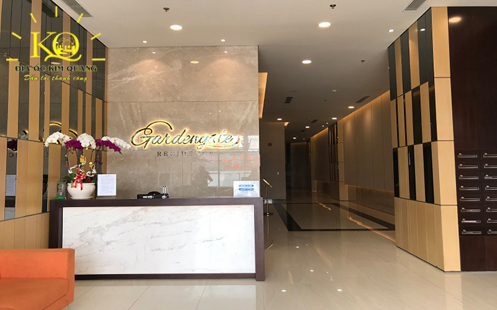 Địa ốc Kim Quang | Khu vực lễ tân tại tòa nhà văn phòng cho thuê quận Phú Nhuận Officetel Garden Gate Quầy lễ tân tại Officetel Garden Gate