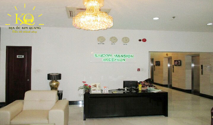 Địa ốc Kim Quang | Hình chụp quầy lễ tân tại tòa nhà cho thuê văn phòng quận 3 Saigon Mansion Quấy lễ tân tại Saigon Mansion