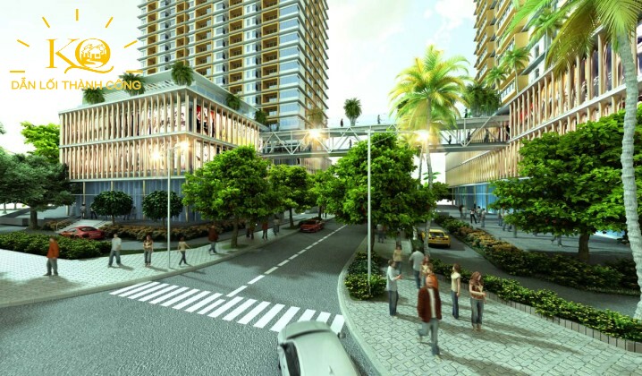 Địa ốc Kim Quang | Hình chụp khu vực cầu treo bên trong tòa nhà cho thuê văn phòng quận 7 Dragon Hill Khu vực cầu treo tại tòa nhà Dragon Hill
