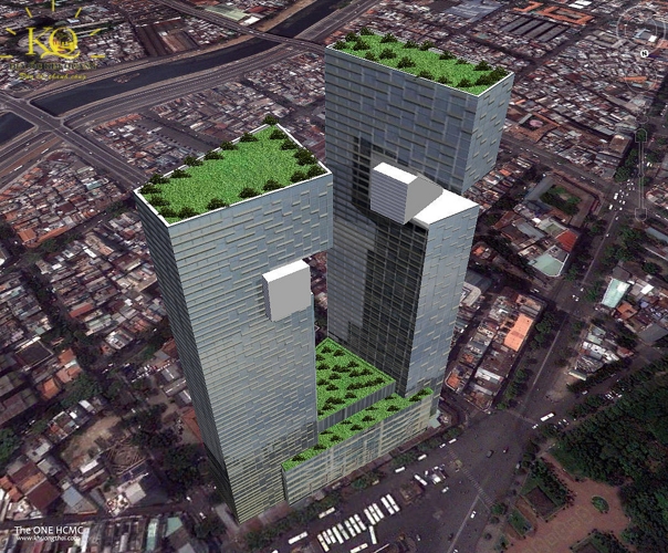 Hình chụp tòa nhà The One Hochiinh City từ trên xuống.