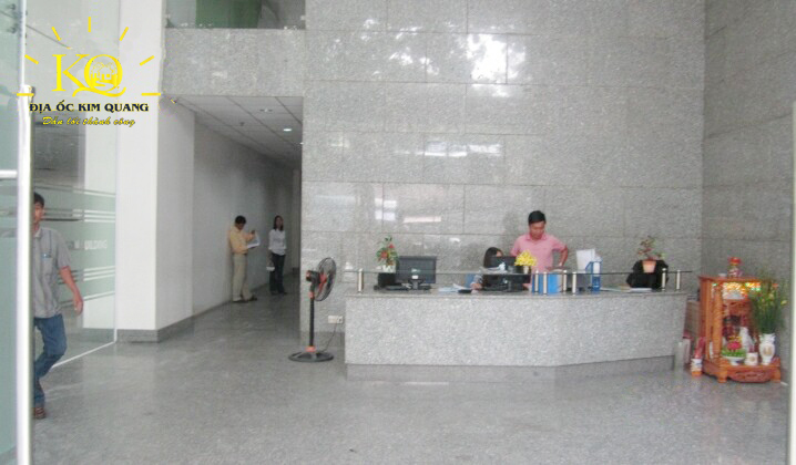 Địa ốc Kim Quang | Hình chụp quầy lễ tân tòa nhà văn phòng cho thuê quận 3 PVC Sài Gòn Building Quầy lễ tân PVC Sài Gòn Building